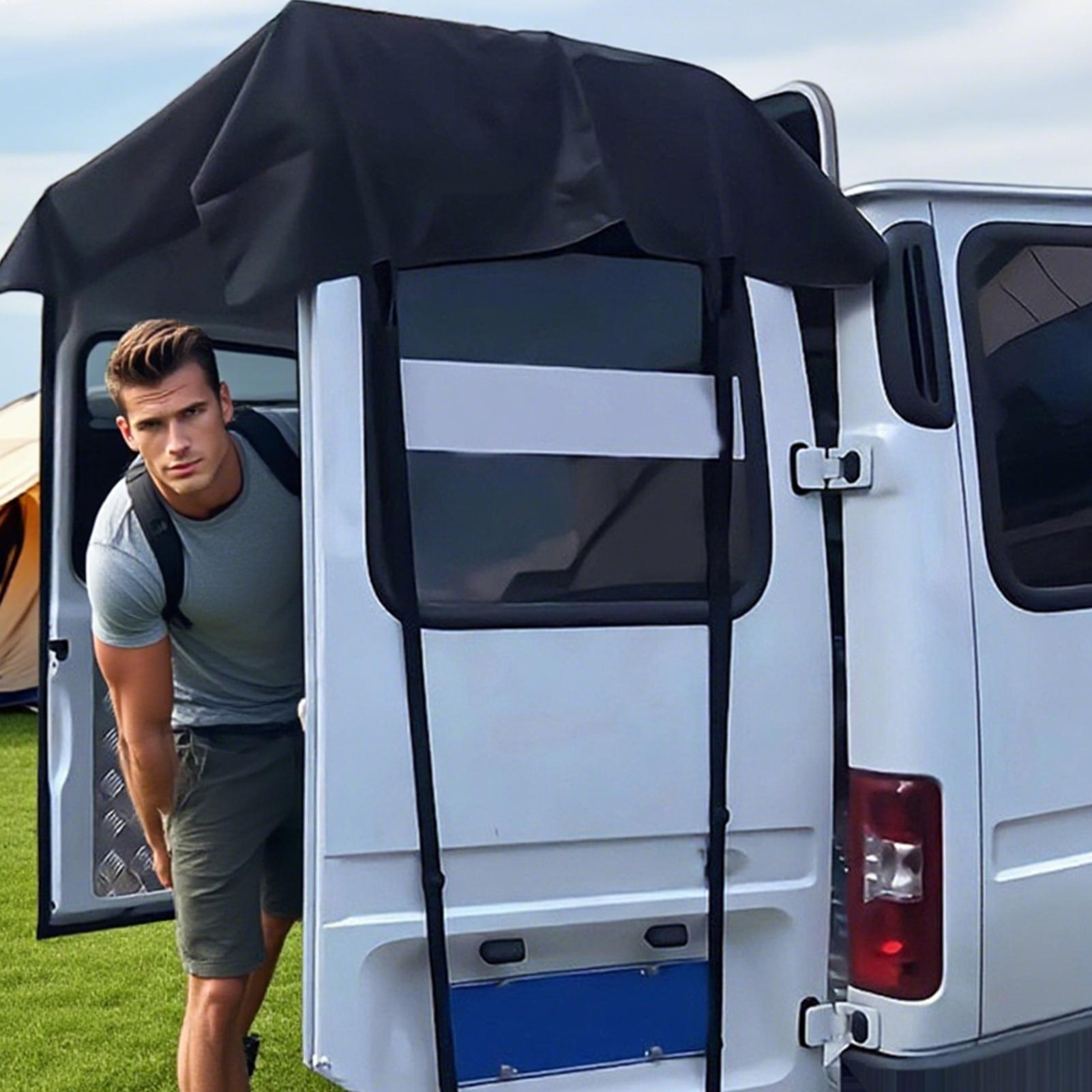 Outdoor Indoor Camping - غطاء خلفي للمركبات الترفيهية مقاوم للرياح،