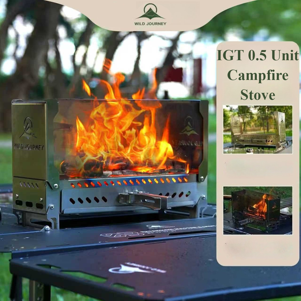 Outdoor Camping Fire Pit - SmiloDon التخييم للطي Brazier IGT نصف