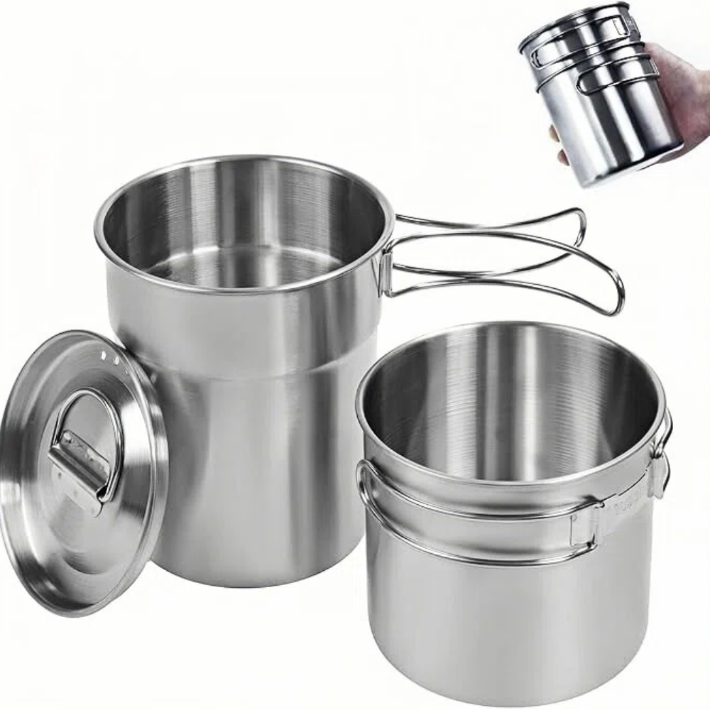 Outdoor Camping Cooking Set - أكواب قابلة للطي للتخييم، أواني طهي