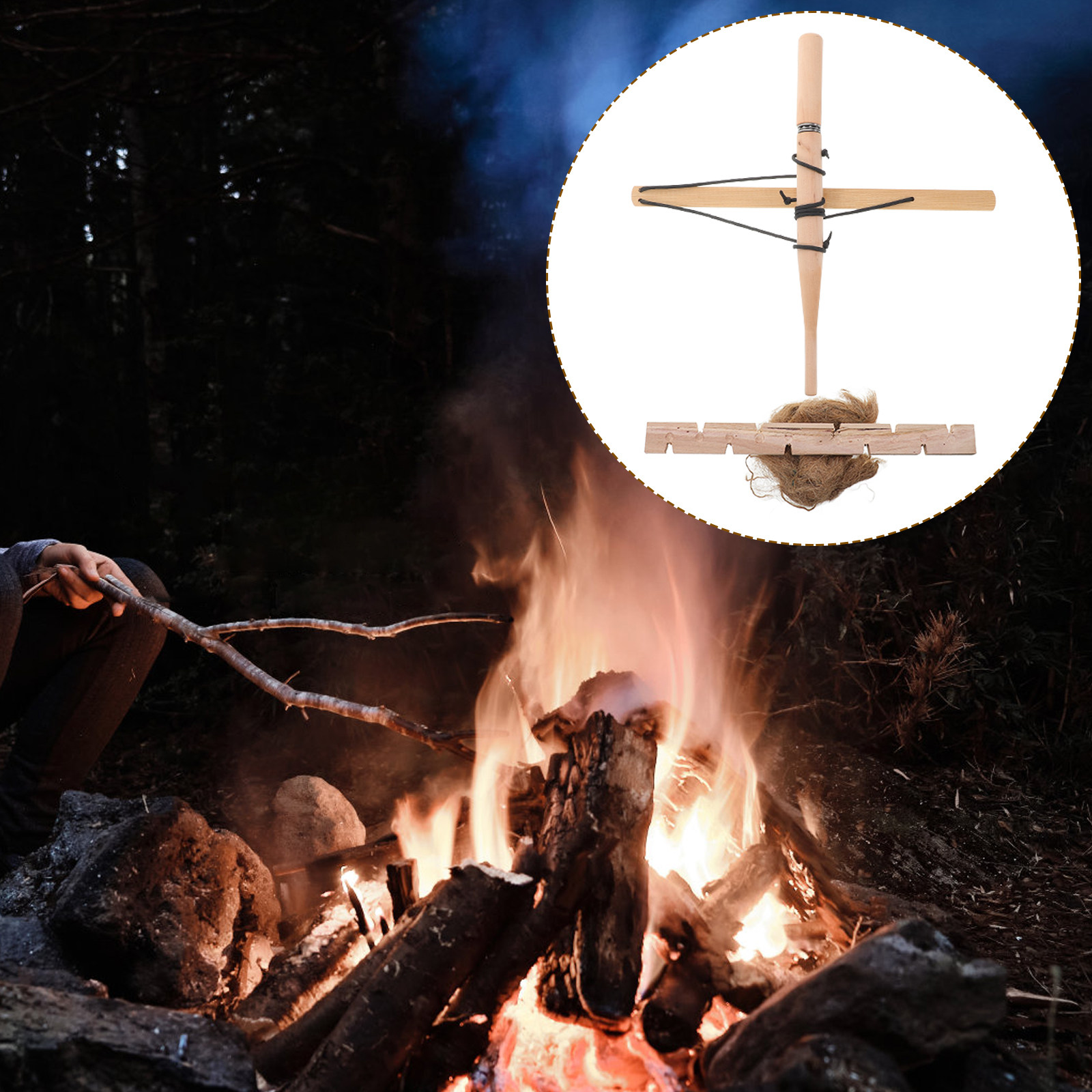 Outdoor Y Camping - أدوات إشعال النار البدائية، مثقاب القوس،