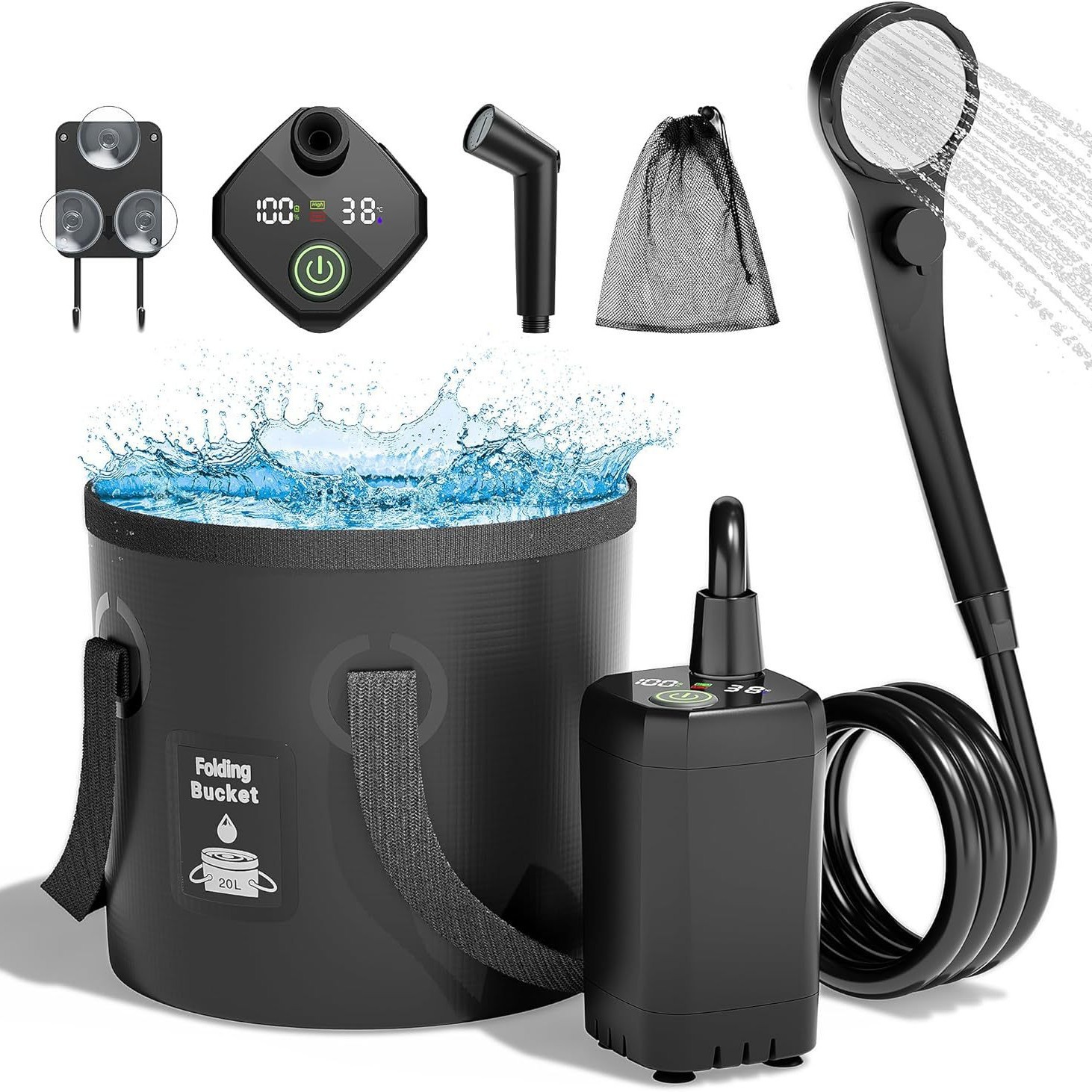 Portable Camping Shower - دش كهربائي محمول ذاتي التحضير للاستخدام