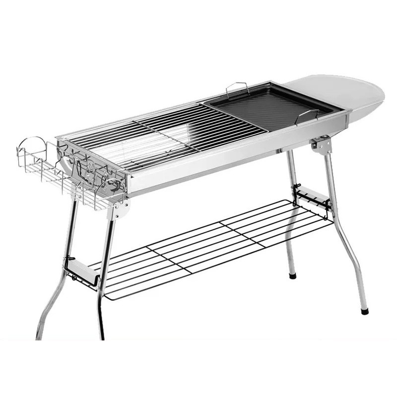 Outdoor Camping Cooking Set - شواية فحم كبيرة قابلة للطي، موقد