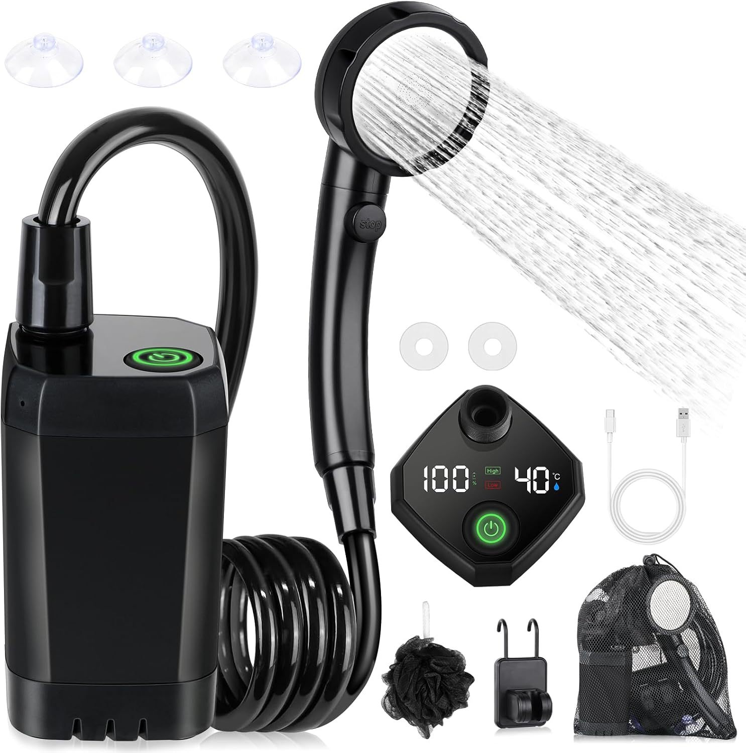 دش كهربائي محمول ذاتي التحضير  - مراجعة Portable Camping Shower وسعره