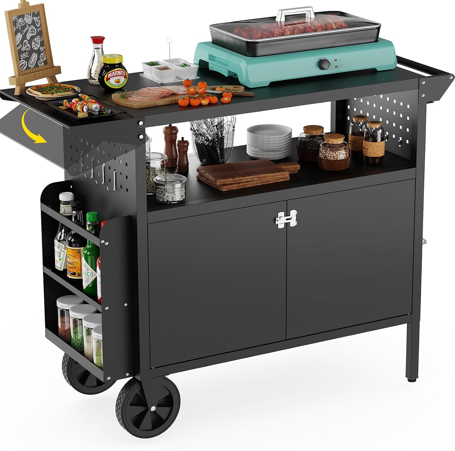 عربة شواء خارجية مع طاولة تخزي - مراجعة Outdoor Camping Kitchen وسعره
