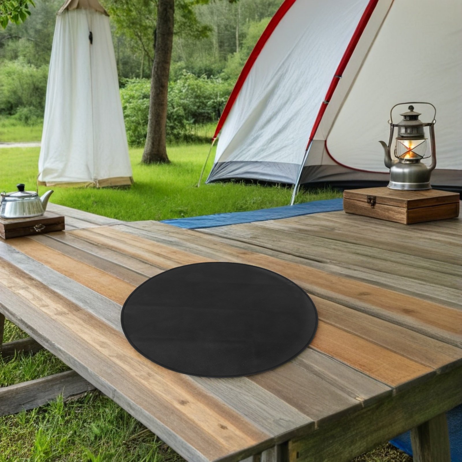 بساط دائري مقاوم للحرارة ومضاد - مراجعة Outdoor Camping Fire Pit وسعره