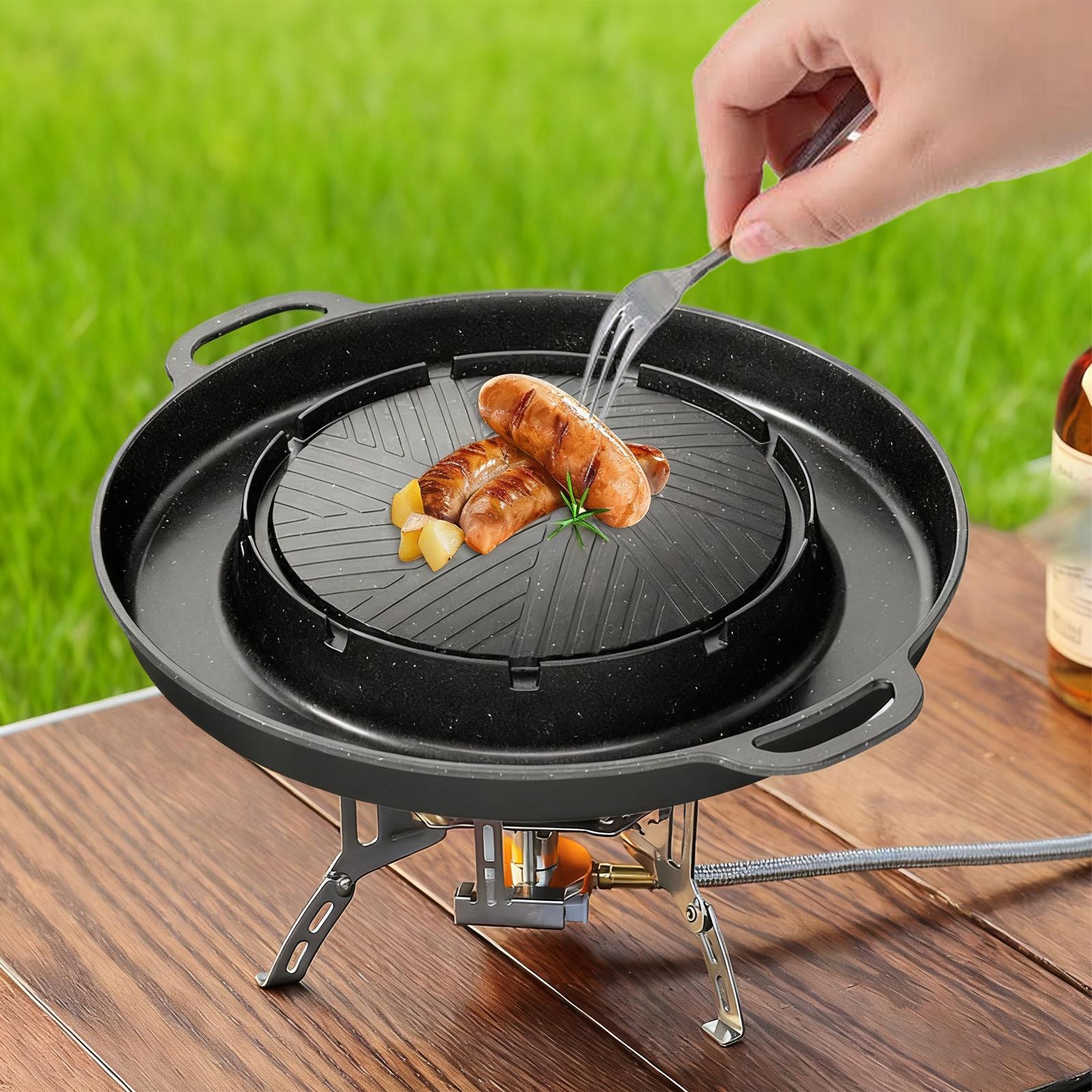 شواية 2 في 1 ومقلاة ساخنة لسطح - مراجعة Outdoor Camping Griddle وسعره