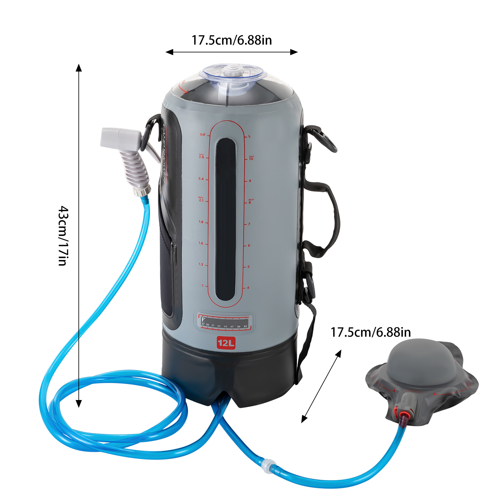 دش تخييم 12 لتر، دش شمسي، دش ح - مراجعة Portable Camping Shower وسعره
