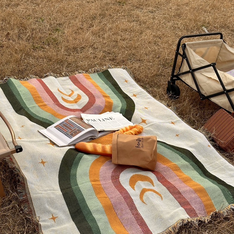 بطانية مخططة بألوان قوس قزح نا - مراجعة Outdoor Camping Ideas For Adults وسعره