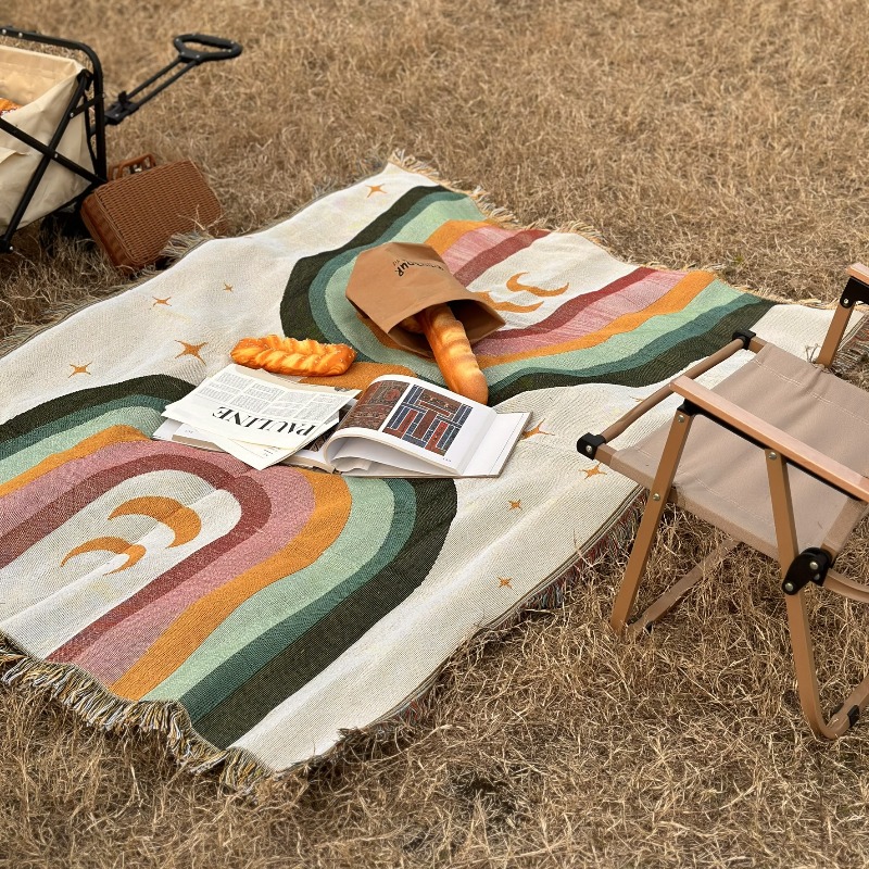 بطانية مخططة بألوان قوس قزح نا - مراجعة Outdoor Camping Ideas For Adults وسعره