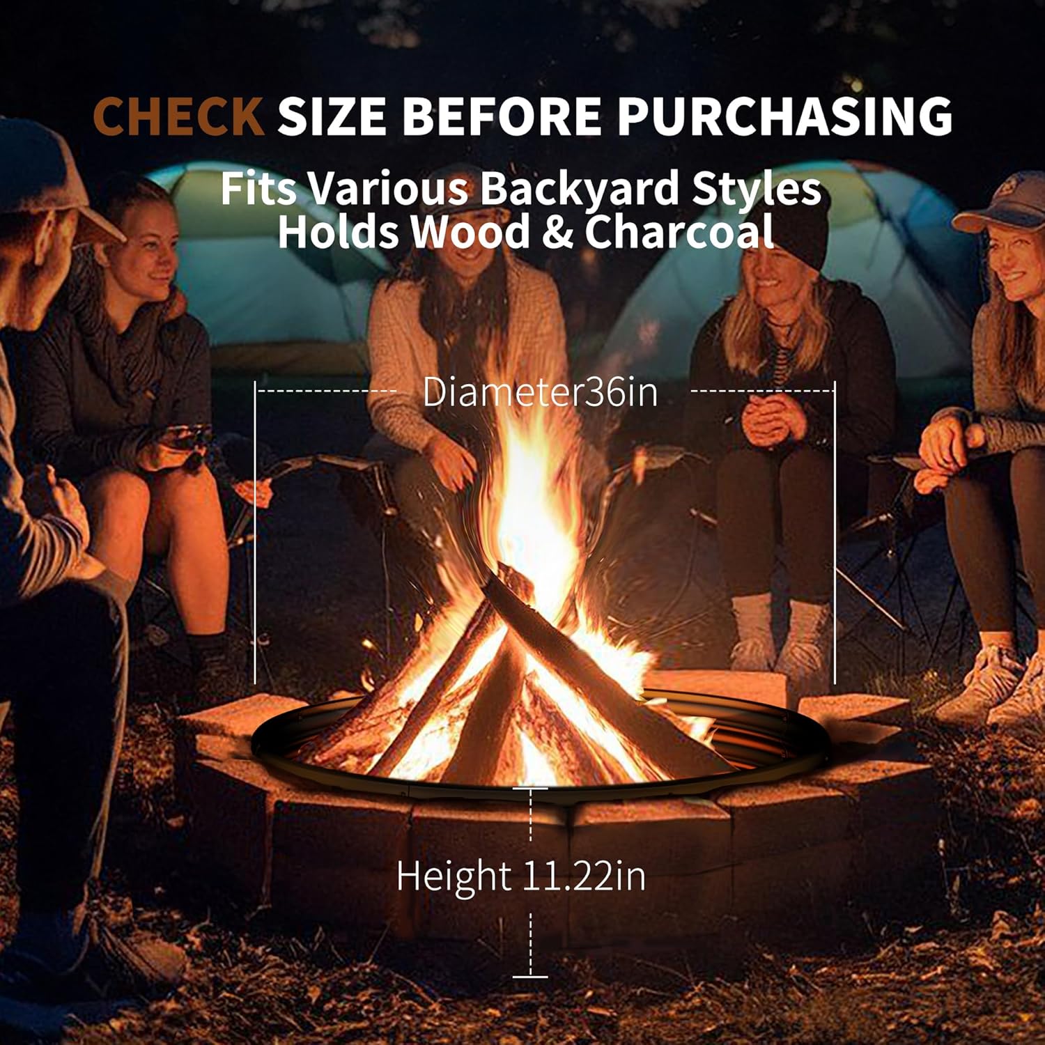 حلقة موقد خشبي خارجي مقاس 36 ب - مراجعة Outdoor Camping Fire Pit وسعره