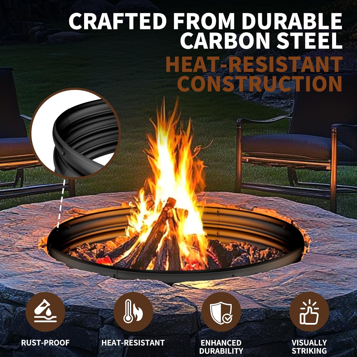 حلقة موقد خشبي خارجي مقاس 36 ب - مراجعة Outdoor Camping Fire Pit وسعره