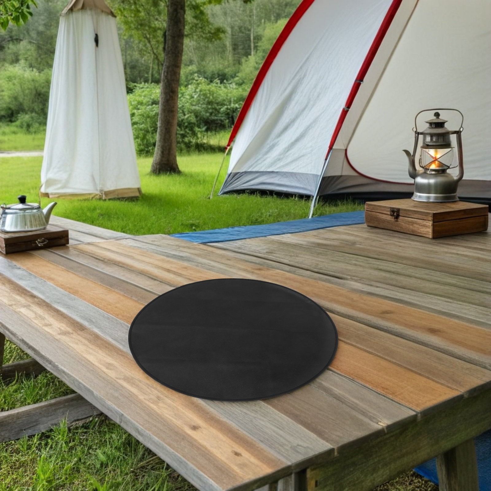 بساط شواء دائري مقاوم للحريق،  - مراجعة Outdoor Camping Fire Pit وسعره