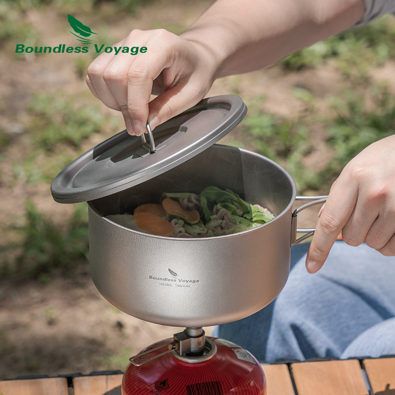 وعاء تخييم من التيتانيوم بدون  - مراجعة Outdoor Camping Cooking Set وسعره