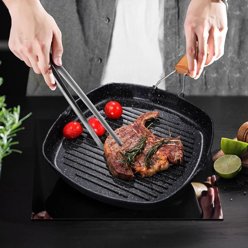 مقلاة شواء مربعة للستيك مع مقب - مراجعة Outdoor Camping Griddle وسعره