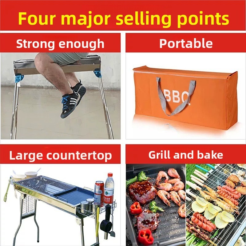شواية فحم كبيرة قابلة للطي، مو - مراجعة Outdoor Camping Cooking Set وسعره