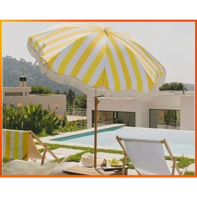 مظلة صفراء مخططة بطول 2 متر مع - مراجعة Outdoor Camping Events 2026 وسعره