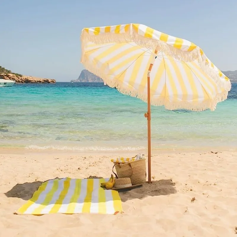 مظلة صفراء مخططة بطول 2 متر مع - مراجعة Outdoor Camping Events 2026 وسعره