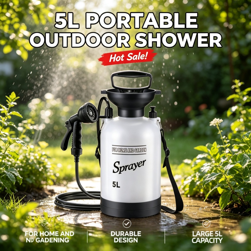دش محمول للتخييم سعة 5 لتر، بخ - مراجعة Portable Camping Shower وسعره
