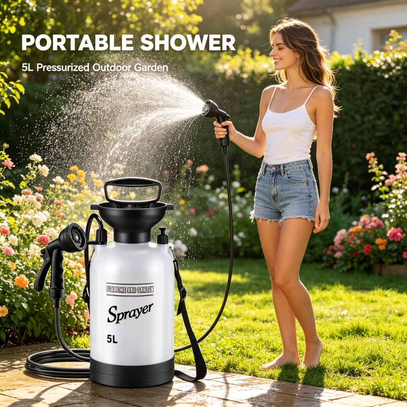 دش محمول للتخييم سعة 5 لتر، بخ - مراجعة Portable Camping Shower وسعره