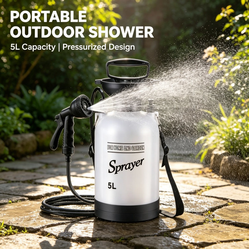 دش محمول للتخييم سعة 5 لتر، بخ - مراجعة Portable Camping Shower وسعره